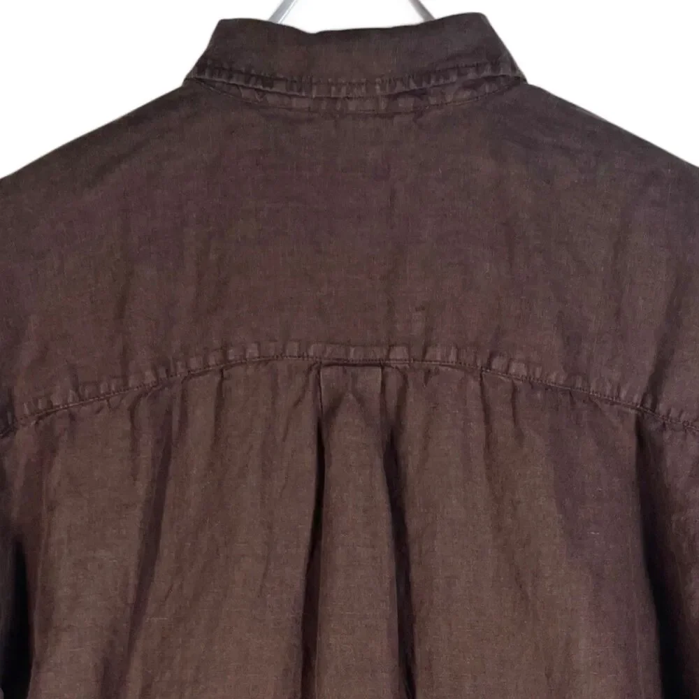 J Crew Women's Size L Baird McNutt Irish Linen Chocolate Brown Capitaine Shirt